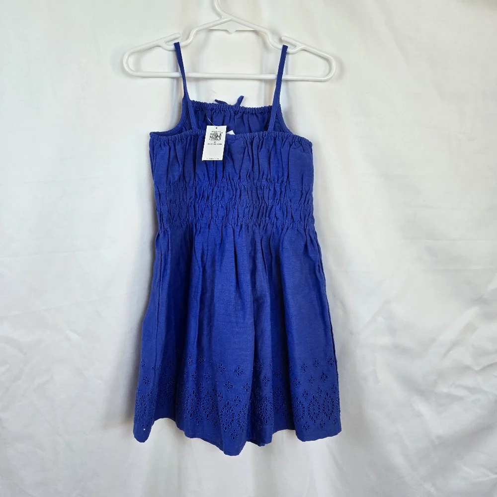 Old Navy Girls Blue Sleeveless Tie-Front Embroidered Smocked Summer Dress 2T New - Picture 5 of 9